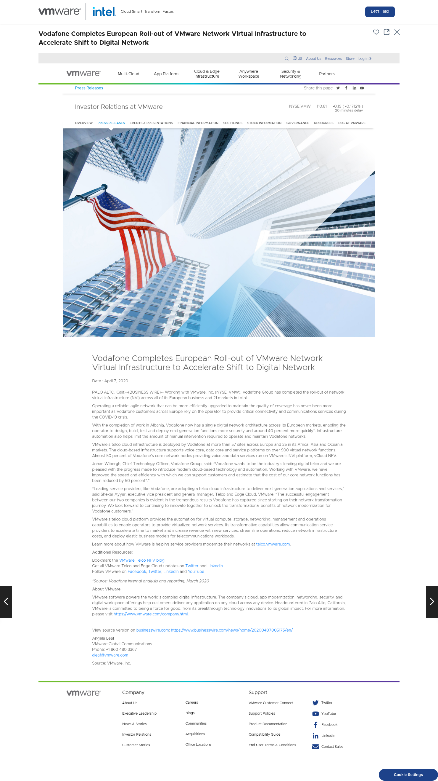 Vodafone Completes European Rollout of VMware Network Virtual